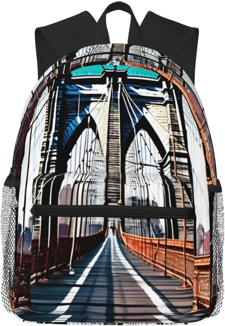 Brooklyn Bridge Backpacks Lightweight With 1 Main Compartment, Shoulder Rucksack Carry-On