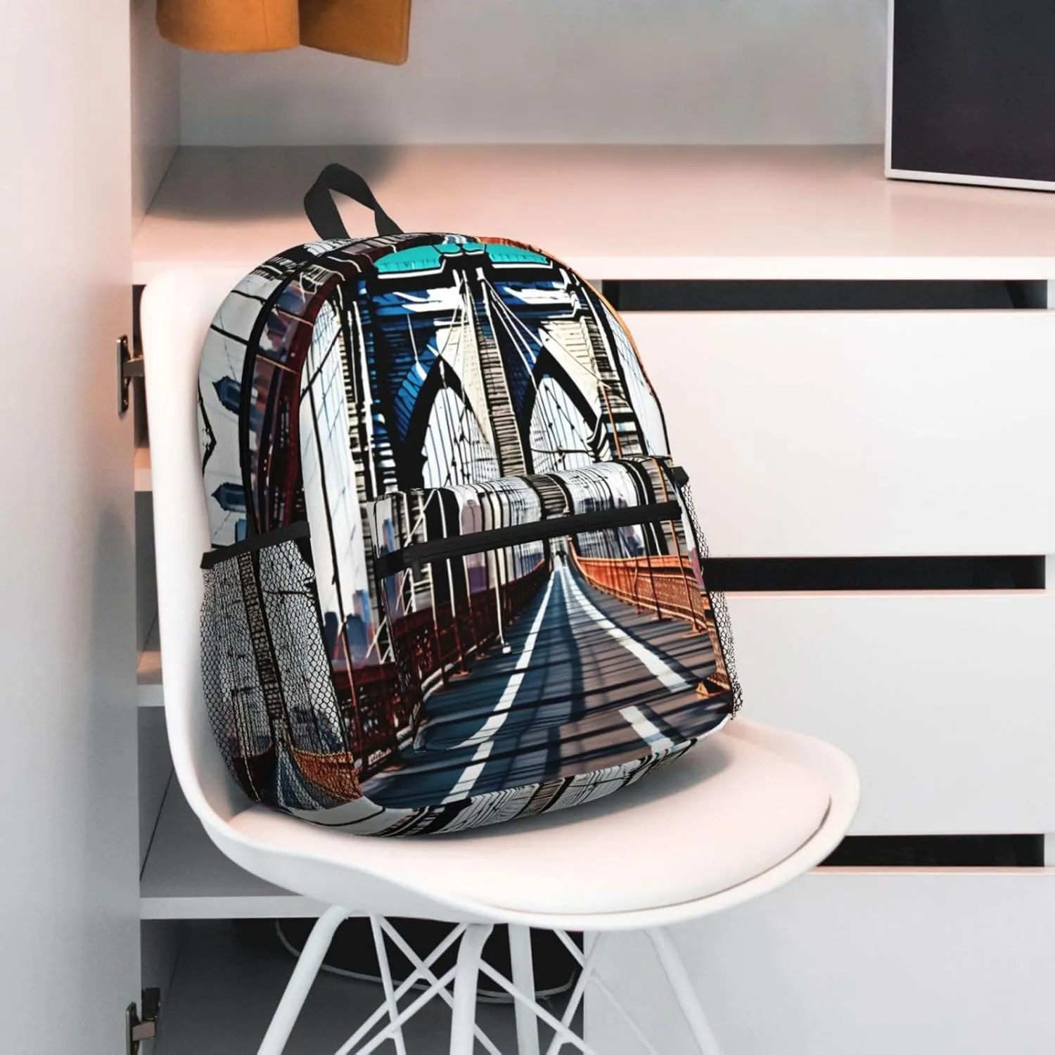 Brooklyn Bridge Backpacks Lightweight With 1 Main Compartment, Shoulder Rucksack Carry-On