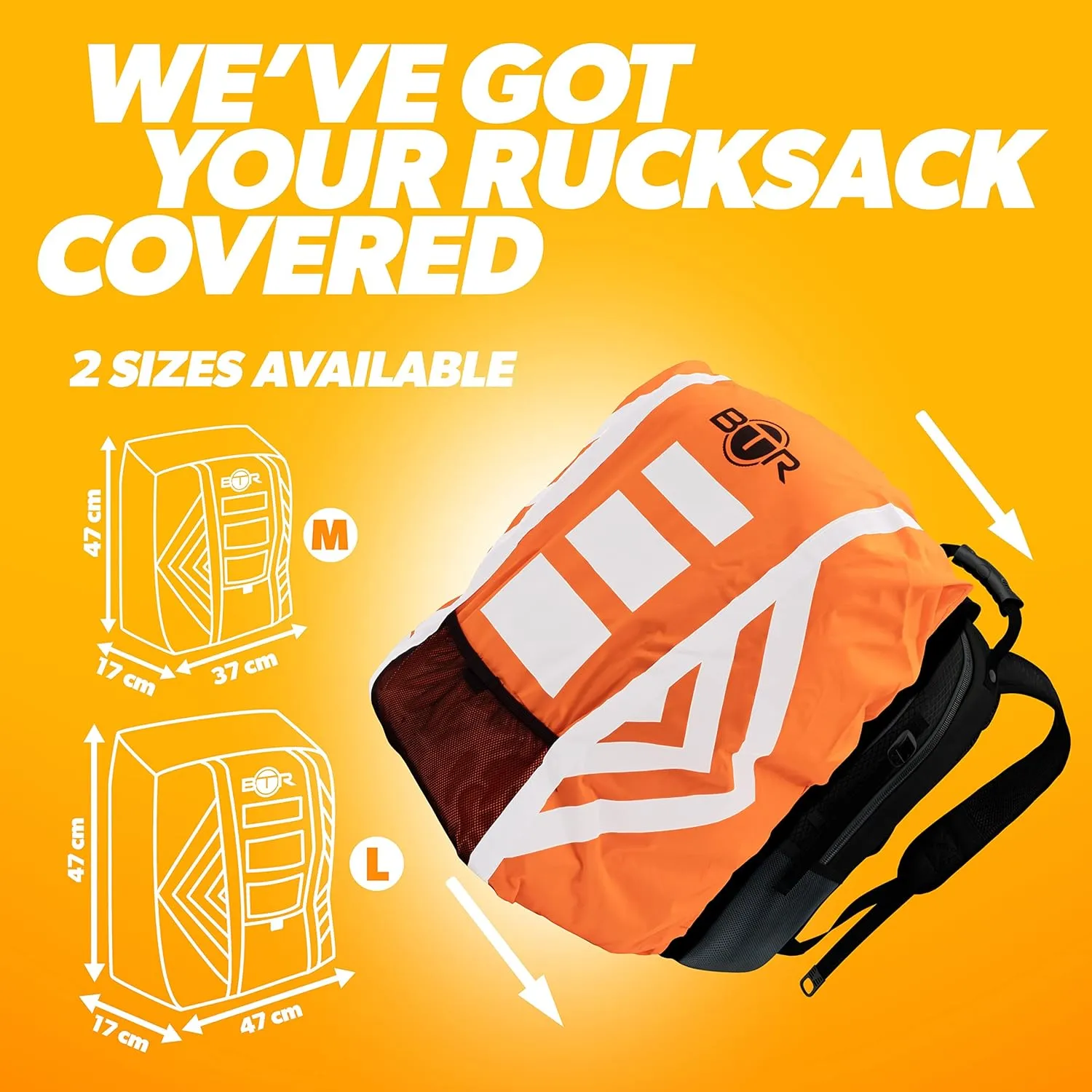 BTR Waterproof High Vis Reflective Backpack Cover