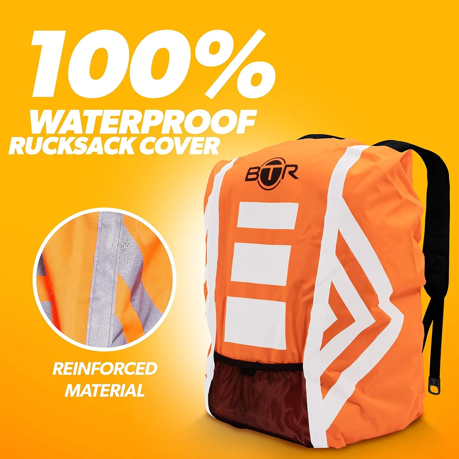 BTR Waterproof High Vis Reflective Backpack Cover