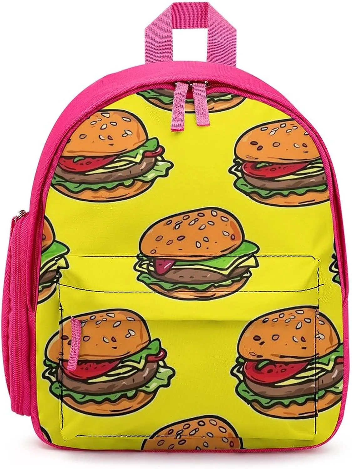 Burger Food Cute Printed Backpack Lightweight Shoulder Bag Travel Daypack for Camping Picnic Pink-style