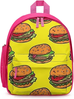 Burger Food Cute Printed Backpack Lightweight Shoulder Bag Travel Daypack for Camping Picnic Pink-style