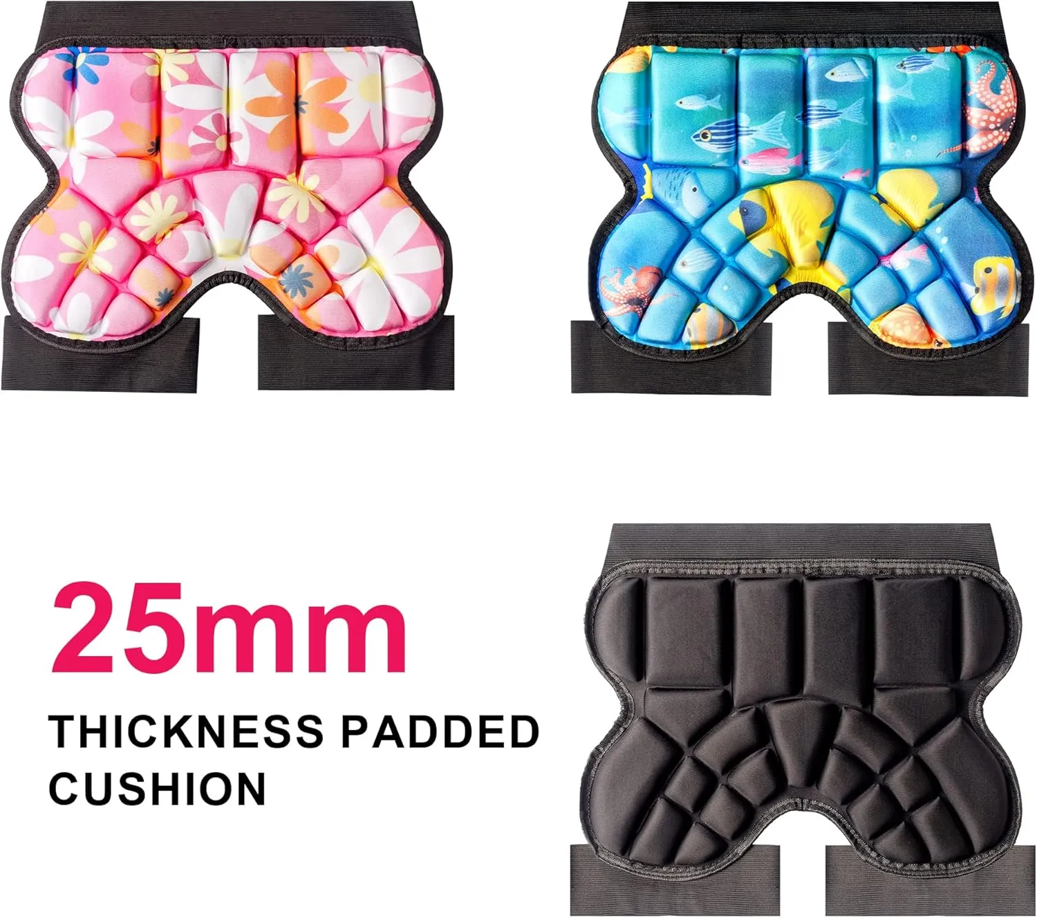 Butt Pads for Skating, 25 mm Thick Bum Protector for Kids (3-7 Years Old) Lightweight, Anti Slip Snowboard Padded Pants, Hip Pads for Ice Skating Ski Skiing Skateboarding Cycling
