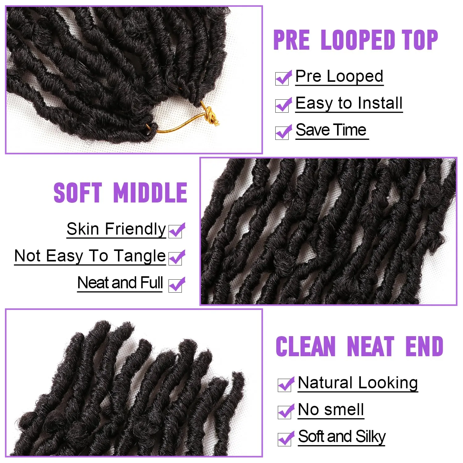 Butterfly Locs Crochet Hair 7 Packs 12 Inch Lightweight Pre Looped Soft Faux Locs for Black Women (12 Inch(Pack of 7), 2#)