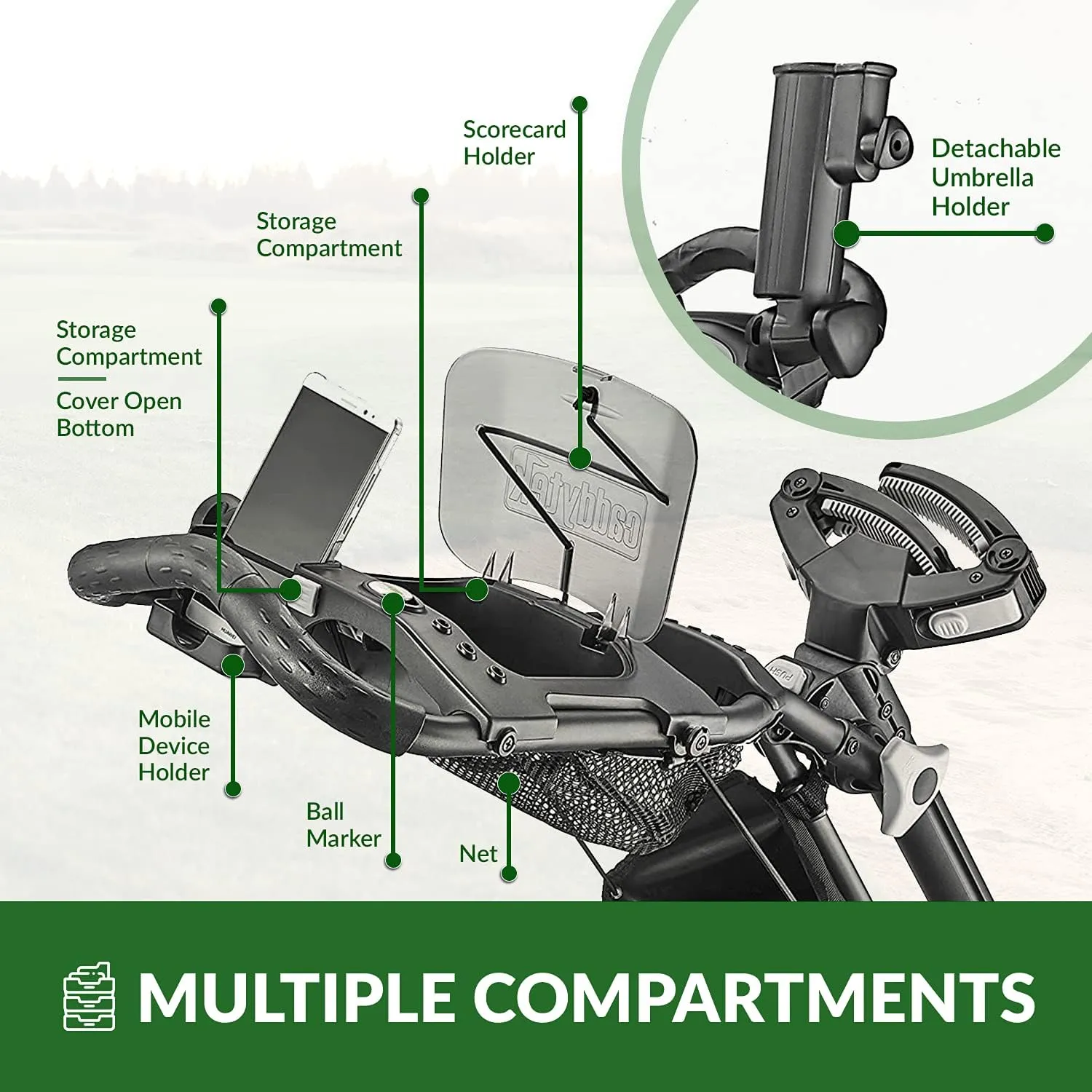 Caddytek CaddyLite EZ Fold Version 8 Golf Push Cart – Collapsible, Lightweight, 3-Wheel, One-Click Folding for Easy Storage