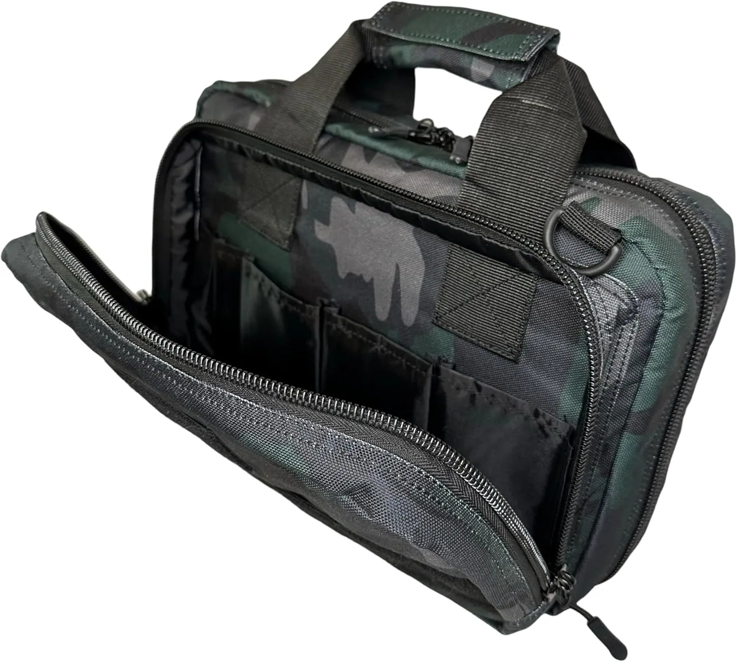 Camo Gun Case Bag | Durable 1000 Denier Cordura Polyester Tactical Bag with Lockable Zippers | Comfortable Padded Handle & Adjustable Shoulder Strap | American Flag Patch Included