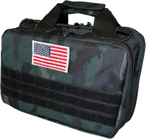 Camo Gun Case Bag | Durable 1000 Denier Cordura Polyester Tactical Bag with Lockable Zippers | Comfortable Padded Handle & Adjustable Shoulder Strap | American Flag Patch Included
