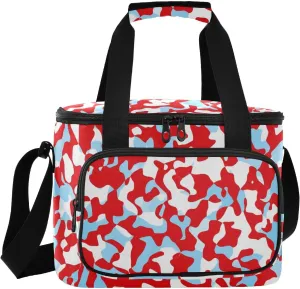 Camo Red Blue Insulated Cooler Bag for Women Men Leakproof 24 Can Camping Car Coolers for Work Office Picnic