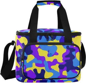 Camouflage Purple Insulated Cooler Bag for Women Men Leakproof 24 Can Camping Lunch Cooler for Grocery Office