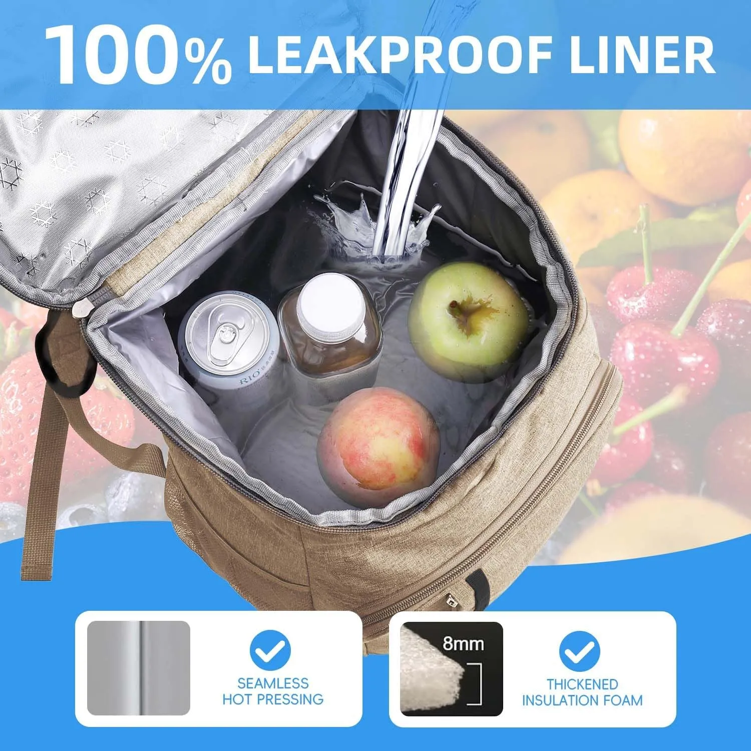Camping Cooler Backpack 25 Cans, Leak Proof Insulated Thermal Bag, Beach Travel Picnic Lunch Backpack for Men Women