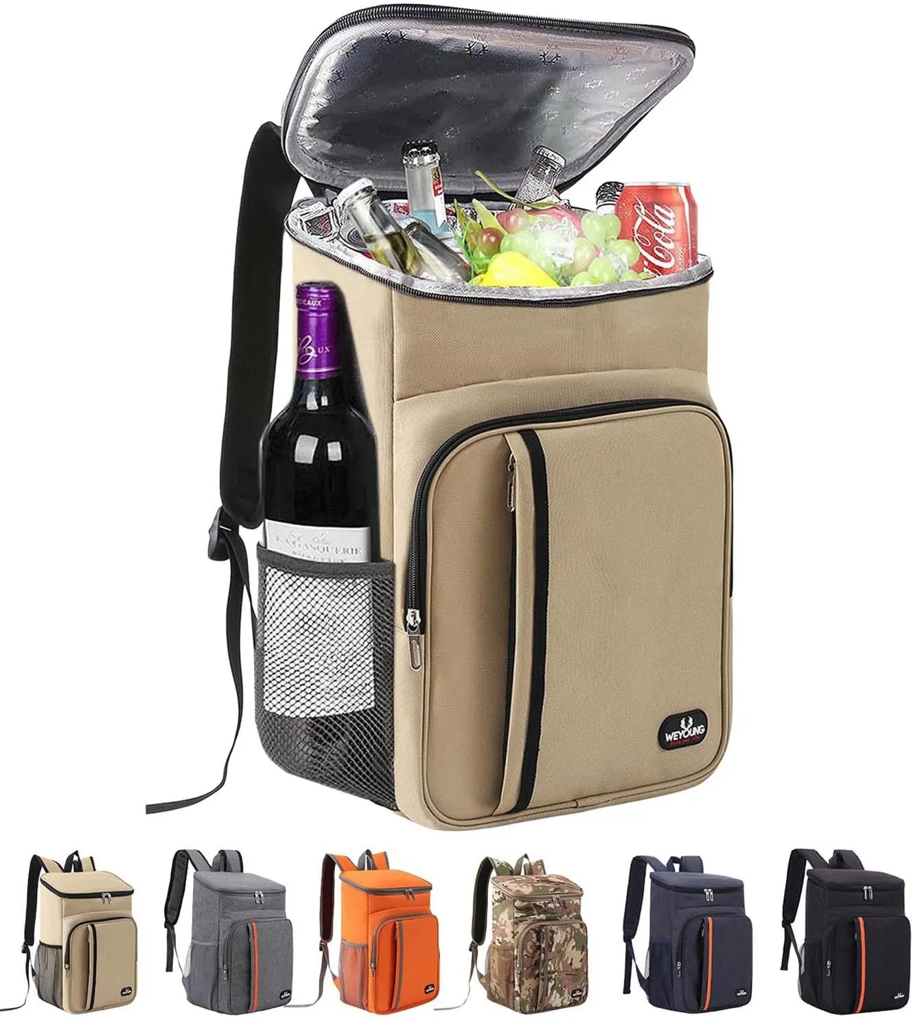Camping Cooler Backpack 25 Cans, Leak Proof Insulated Thermal Bag, Beach Travel Picnic Lunch Backpack for Men Women