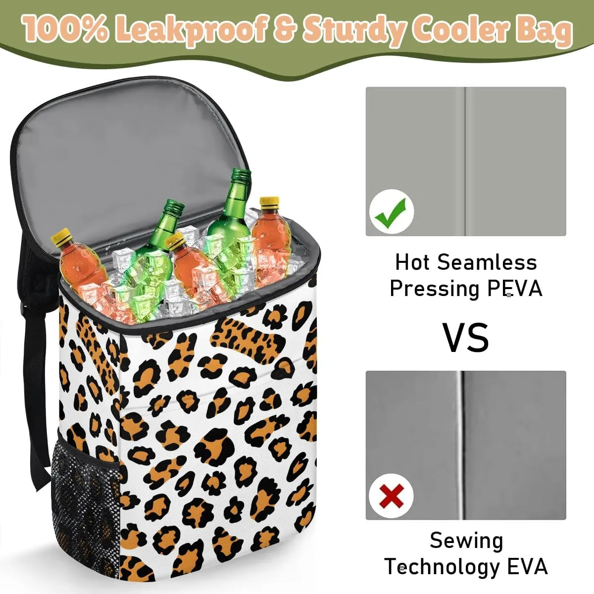 Camping Cooler Backpack 30 Cans, Insulated Waterproof Backpack Cooler Bag Leak Proof Portable Backpack Coolers to Work Lunch Travel Beach Trip Hiking Picnic Fishing Thermal Bag Drink Beer