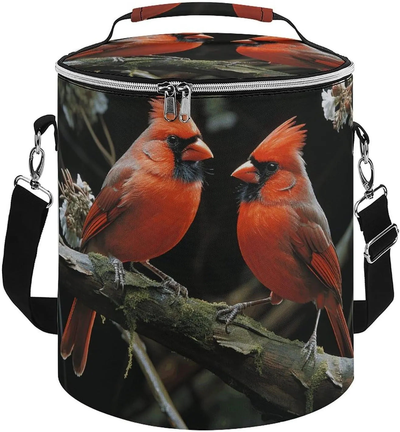Camping Cooler Bag, Cardinals Birds Fauna Wild Print Portable Ice Pack Outdoor Cooler Bag Picnic Cooler Bag Foldable Cooler Bag, style