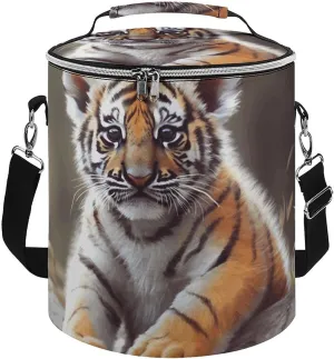 Camping Cooler Bag, Cute Tiger Print Portable Ice Pack Outdoor Cooler Bag Picnic Cooler Bag Foldable Cooler Bag