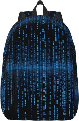 Canvas Backpack for Men Women Lightweight Laptop Backpack The Blue Binary Matrix Laptop Bag Daypack for Travel
