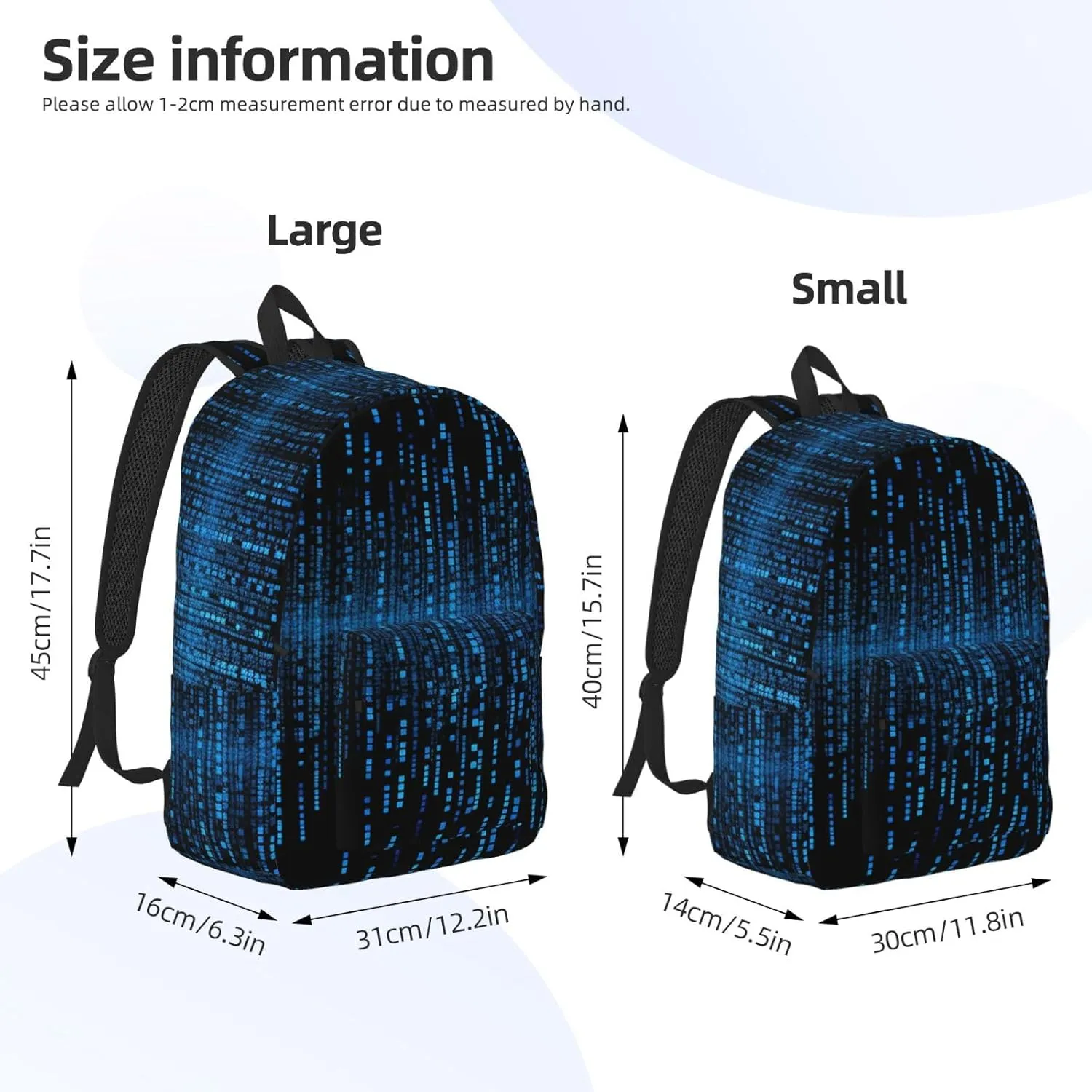 Canvas Backpack for Men Women Lightweight Laptop Backpack The Blue Binary Matrix Laptop Bag Daypack for Travel