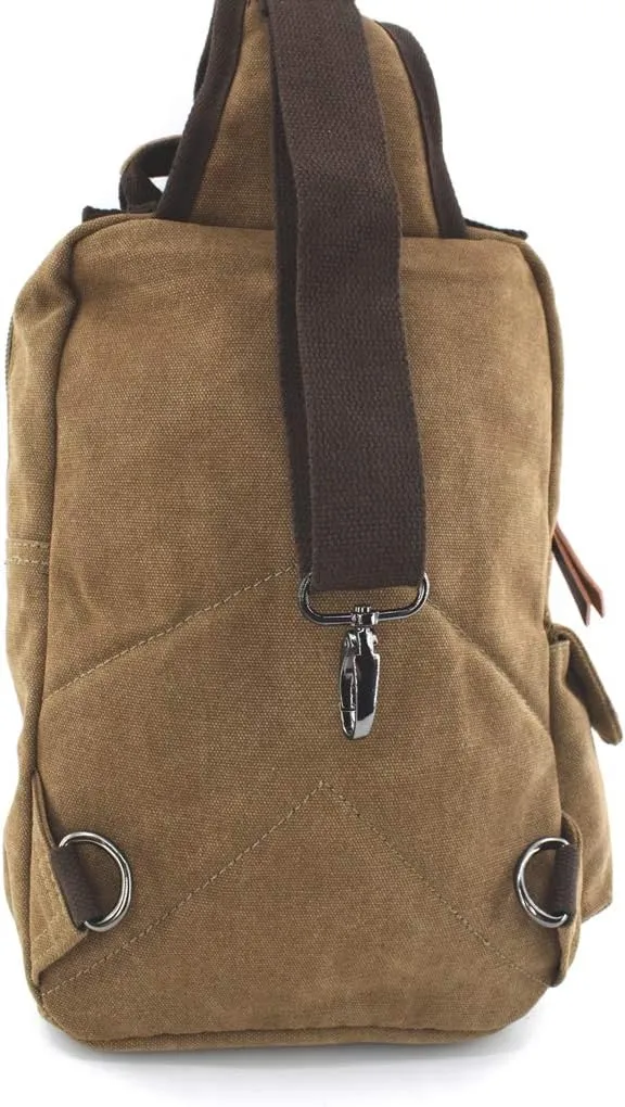 Canvas Shoulder Backpack Travel Rucksack Sling Bag Cross Body Messenger Bag,180308-Coffee