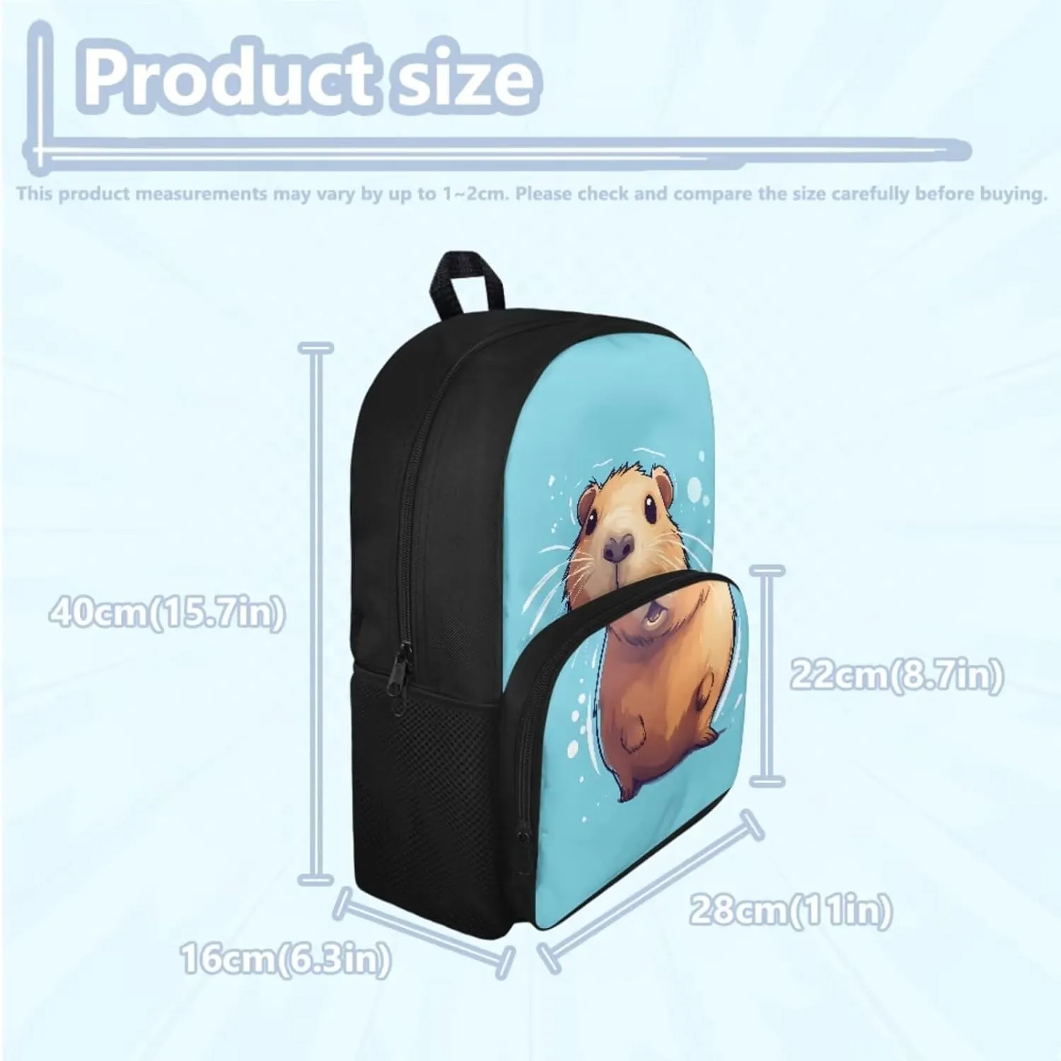 Capybara Bookbag Set for Preschool Girls 3-in-1 Backpack Set with Lunch Box Pencil Case Kids Cute Large School Bags Lightweight Travel Shoulder Bag Casual Daypacks Rucksack