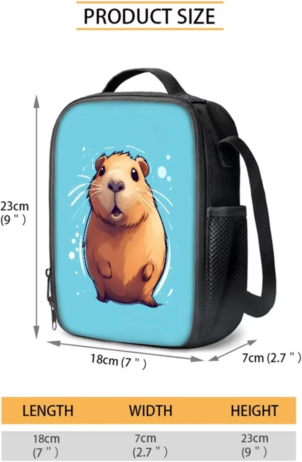 Capybara Bookbag Set for Preschool Girls 3-in-1 Backpack Set with Lunch Box Pencil Case Kids Cute Large School Bags Lightweight Travel Shoulder Bag Casual Daypacks Rucksack