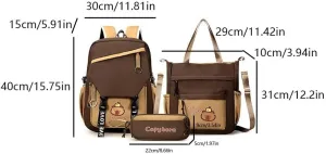 Capybara Cute Backpack with Pencil Case&Tote Bag Casual Travel Bookbag (Style 1)
