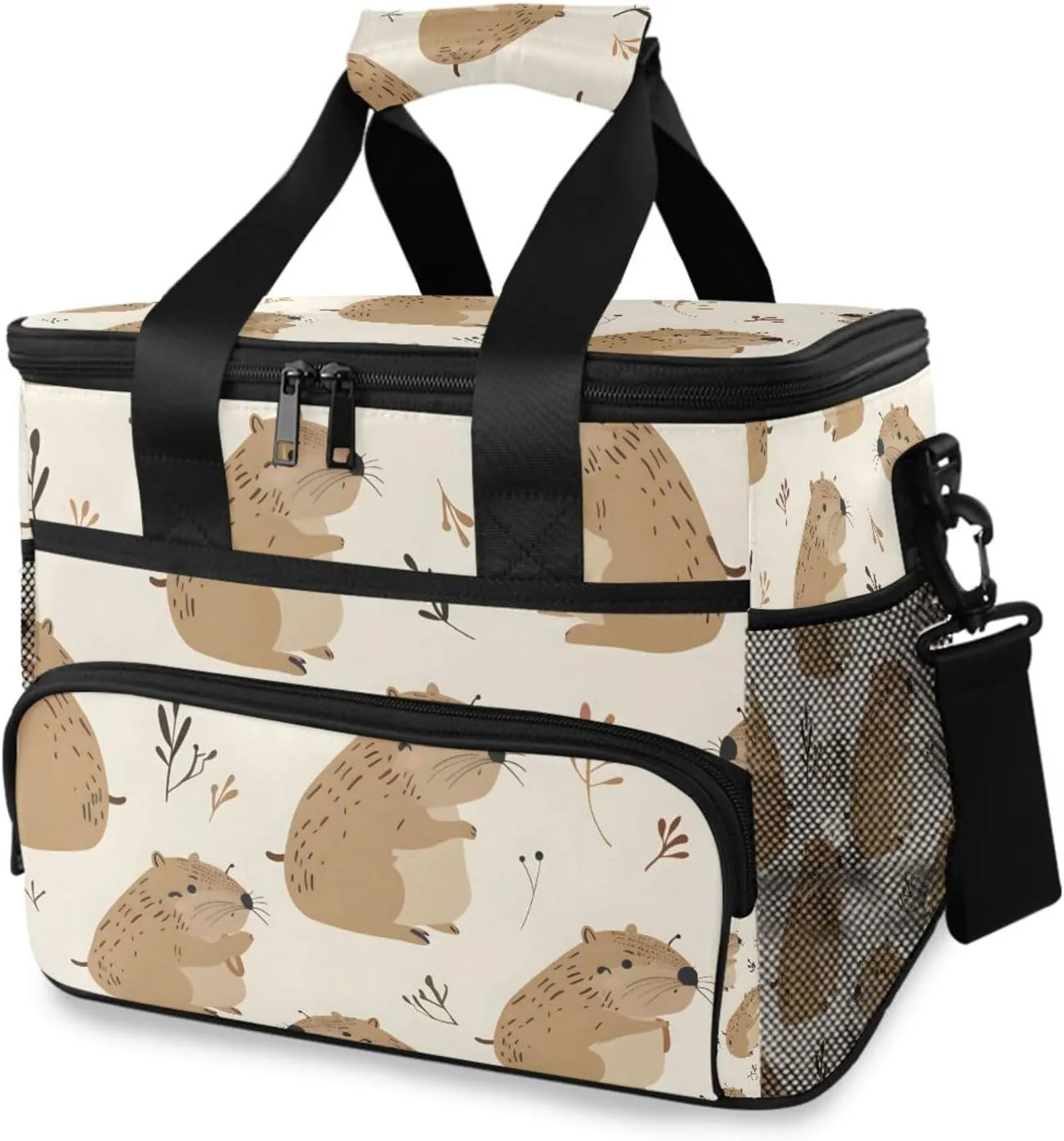 Capybaras Cute Animal Beige Cooler Bag Insulated Cooler Soft Sided Cooler 24 Can Portable Picnic Bag Large Leakproof Lunch Bag Box for Beach Grocery Camping Travel Car Men Women