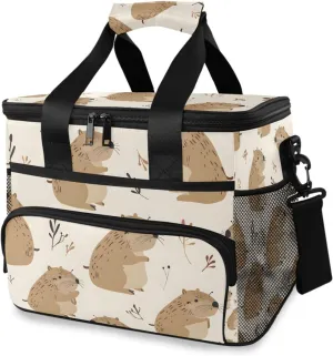 Capybaras Cute Animal Beige Cooler Bag Insulated Cooler Soft Sided Cooler 24 Can Portable Picnic Bag Large Leakproof Lunch Bag Box for Beach Grocery Camping Travel Car Men Women