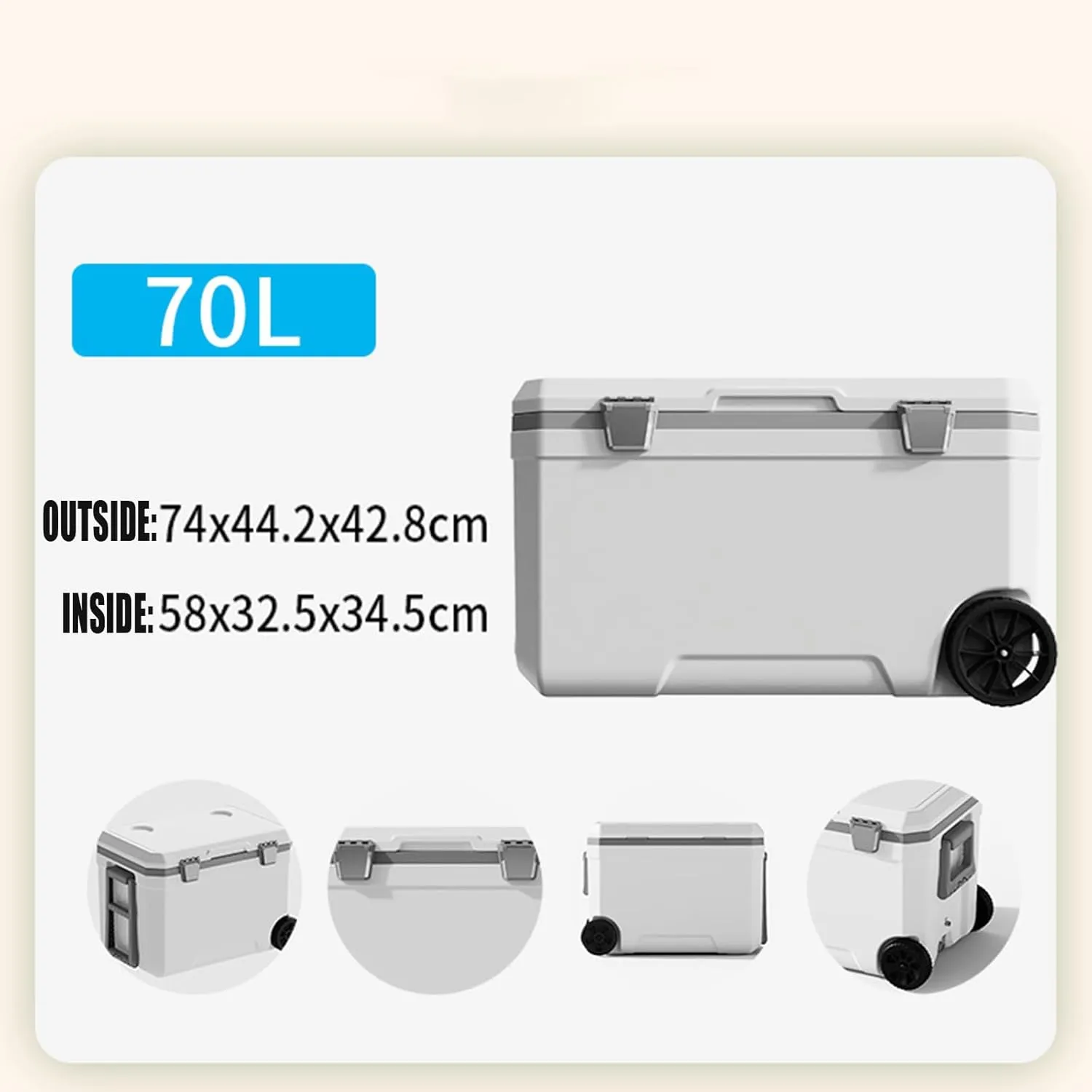 Car Camping Coolers for Audi A1/A2/A3/A4/A5/A6/A7/A8/quattro, Waterproof Portable Cooler, Leak Proof Picnic Insulated Bag, Ultra-Light Premium Ice Chest Box,B-White-70L