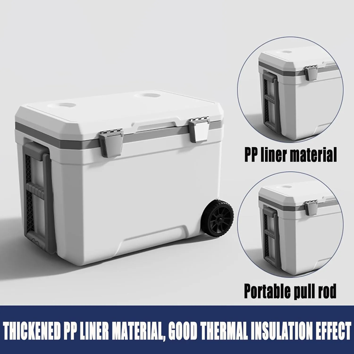 Car Camping Coolers for Audi A1/A2/A3/A4/A5/A6/A7/A8/quattro, Waterproof Portable Cooler, Leak Proof Picnic Insulated Bag, Ultra-Light Premium Ice Chest Box,B-White-70L