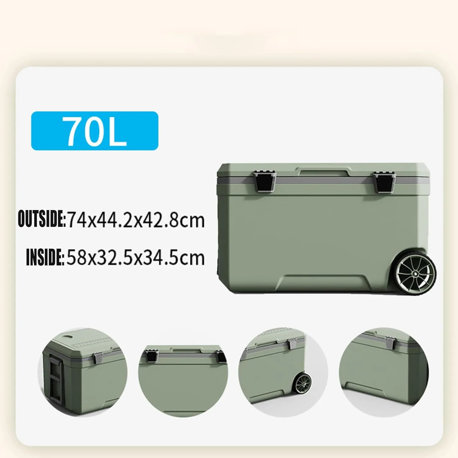 Car Camping Coolers for Kia Ceed/EV3/EV6/EV9/Niro/Optima/Picanto/Rio, Waterproof Portable Cooler, Leak Proof Picnic Insulated Bag, Ultra-Light Premium Ice Chest Box,A-Green-70L