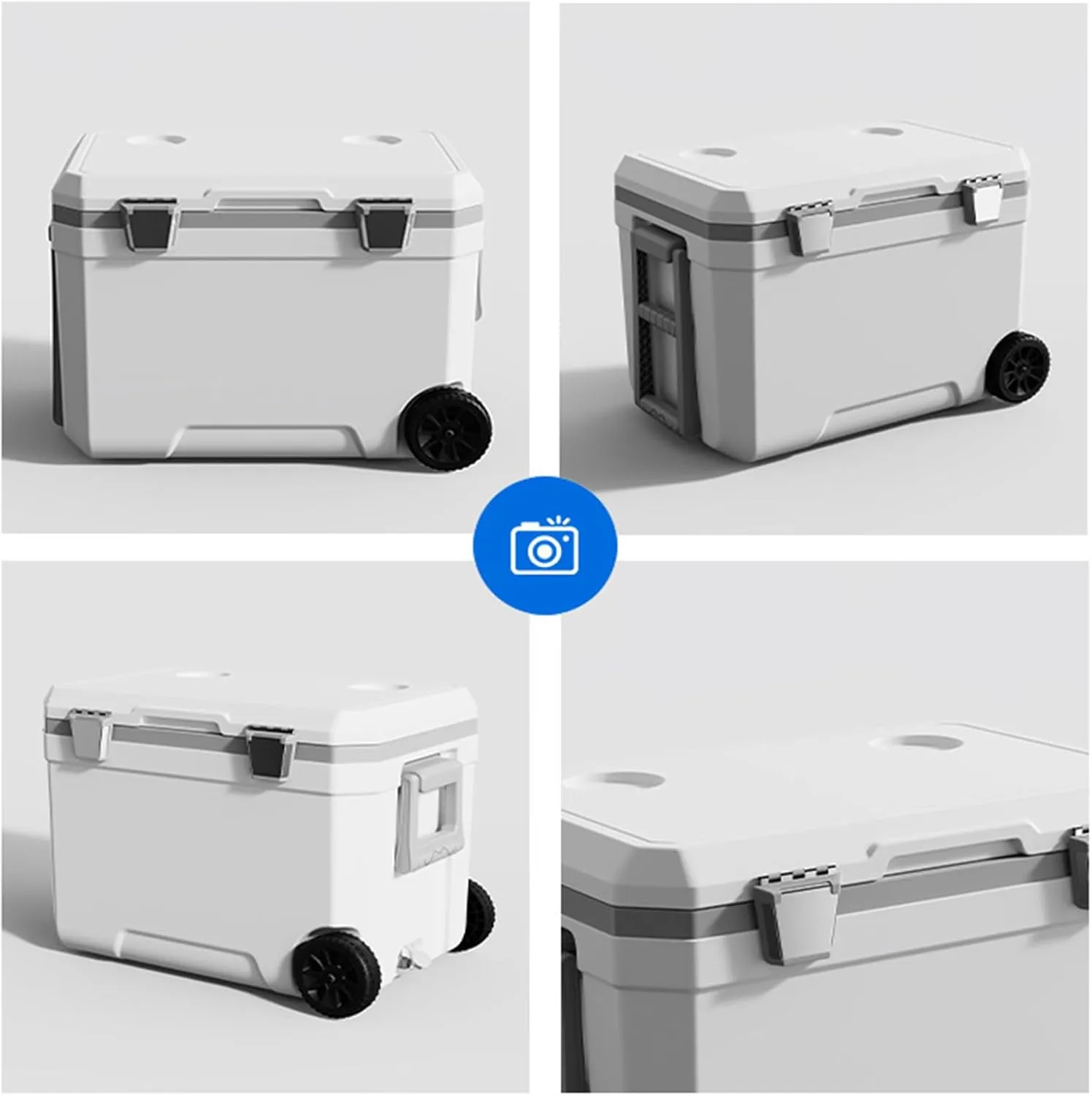 Car Camping Coolers for Kia Ceed/EV3/EV6/EV9/Niro/Optima/Picanto/Rio, Waterproof Portable Cooler, Leak Proof Picnic Insulated Bag, Ultra-Light Premium Ice Chest Box,B-White-120L