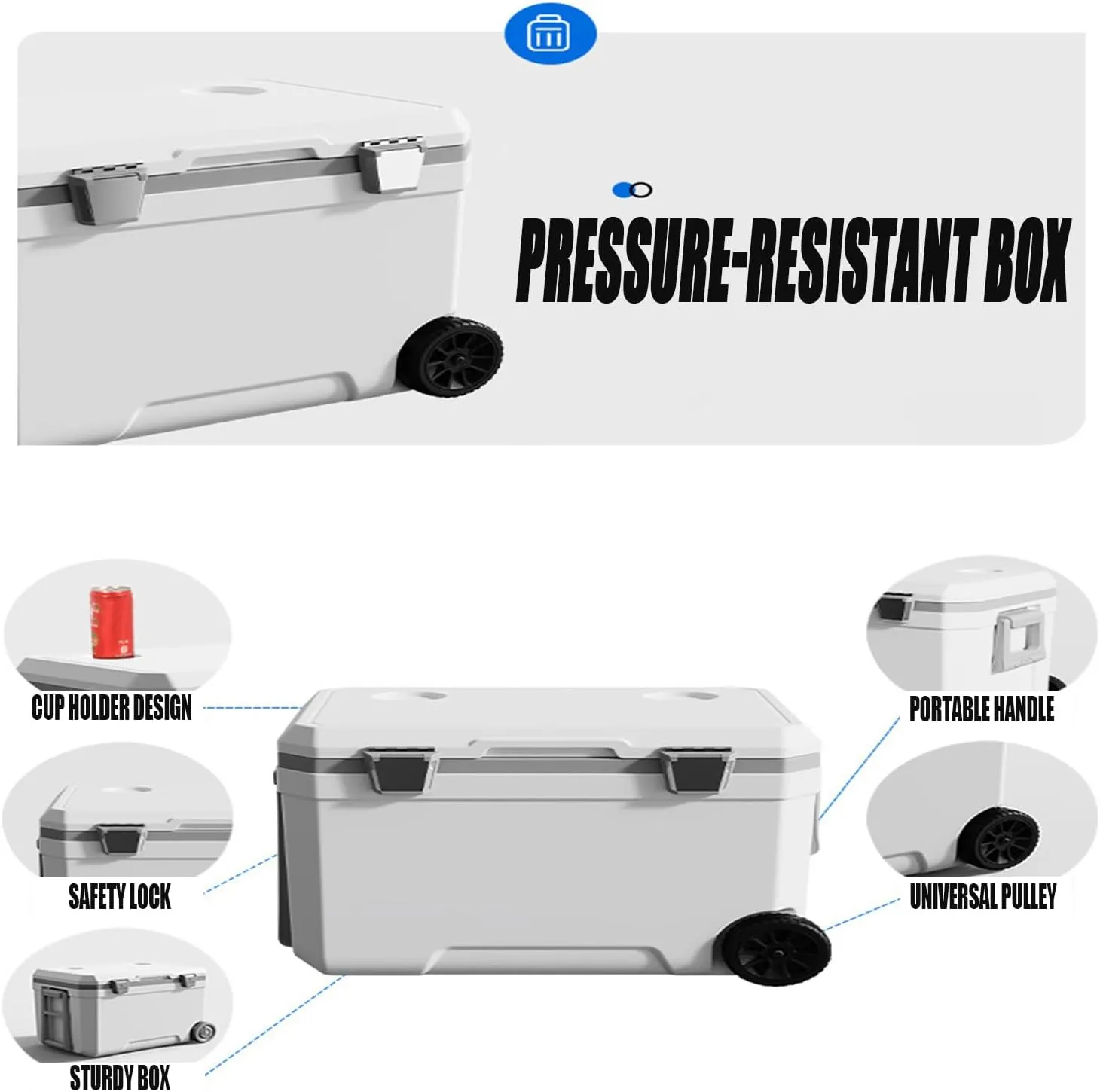 Car Camping Coolers for Kia Ceed/EV3/EV6/EV9/Niro/Optima/Picanto/Rio, Waterproof Portable Cooler, Leak Proof Picnic Insulated Bag, Ultra-Light Premium Ice Chest Box,B-White-120L