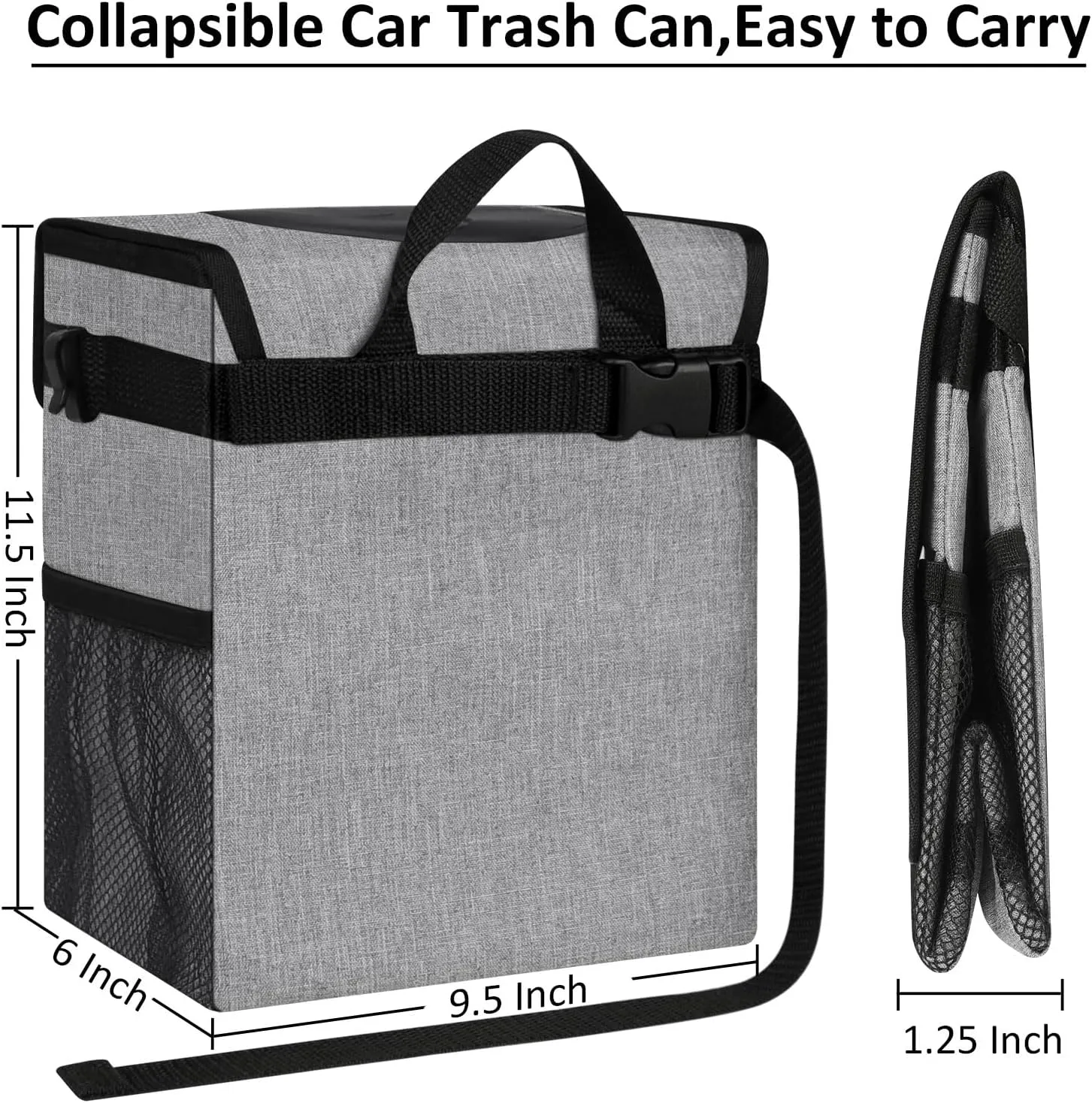 Car Trash Can for Car with Lid Leak Proof, Cute Car Can Trash Bag Hanging, Vehicle Trash Can for SUV Truck Van, Car Garbage Can for Back Front Seat Grey