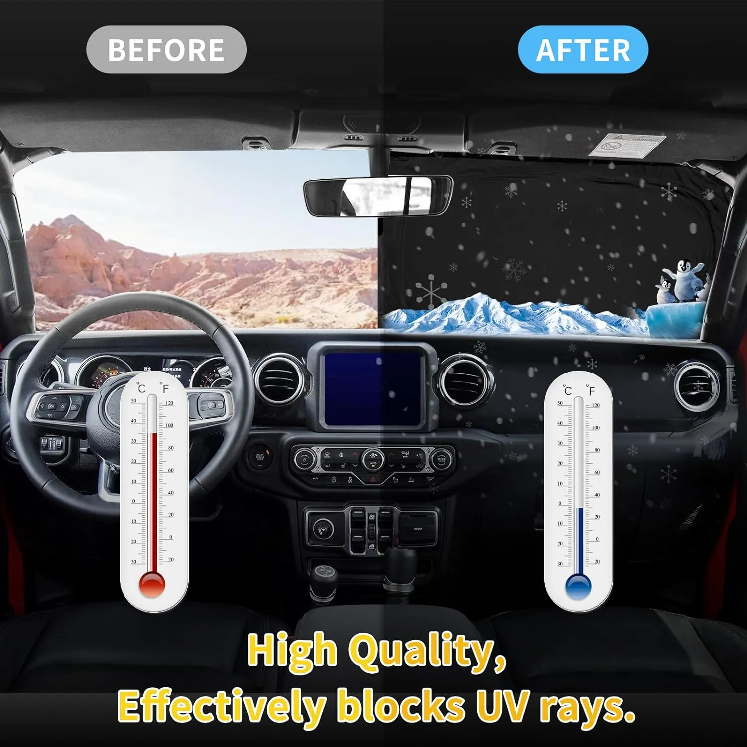 Car Windshield Sun Shade for Honda CRV 2023 2024 2025, 4-Layer Front Window Shade Cover Protector Custom Fit CR-V SUV Accessories Sun Visor Screen 240T Retractable Sunshade Blocks UV Rays