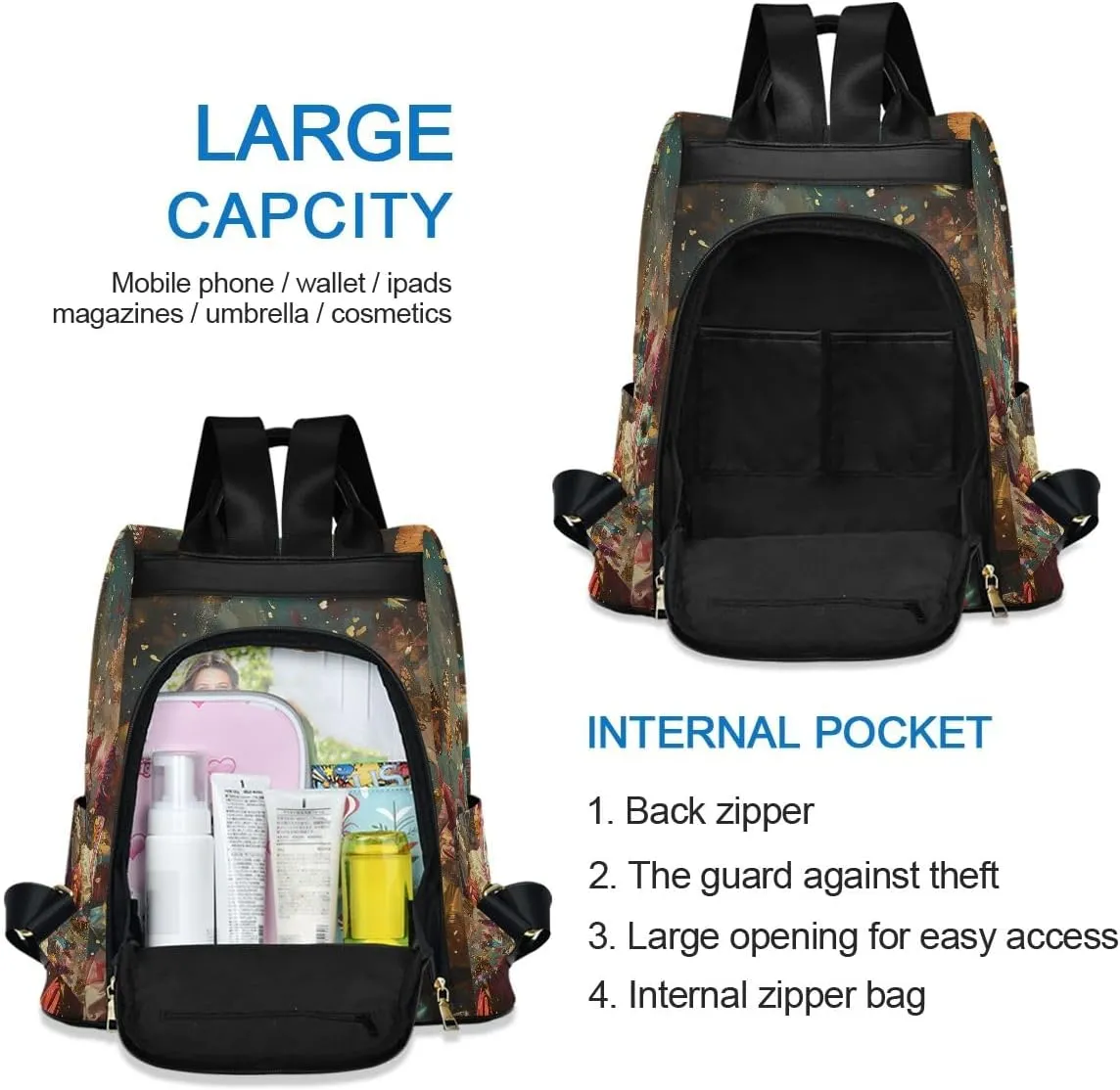 Carnival Celebration Retro Backpack Purse for Women Fashion Rucksack Anti Theft Handbag Travel Bag