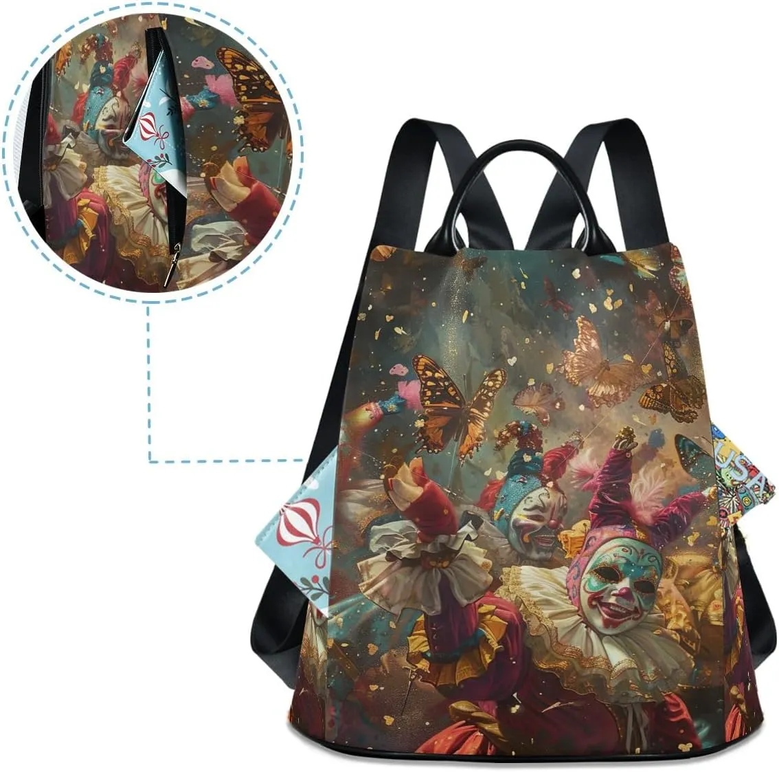 Carnival Celebration Retro Backpack Purse for Women Fashion Rucksack Anti Theft Handbag Travel Bag