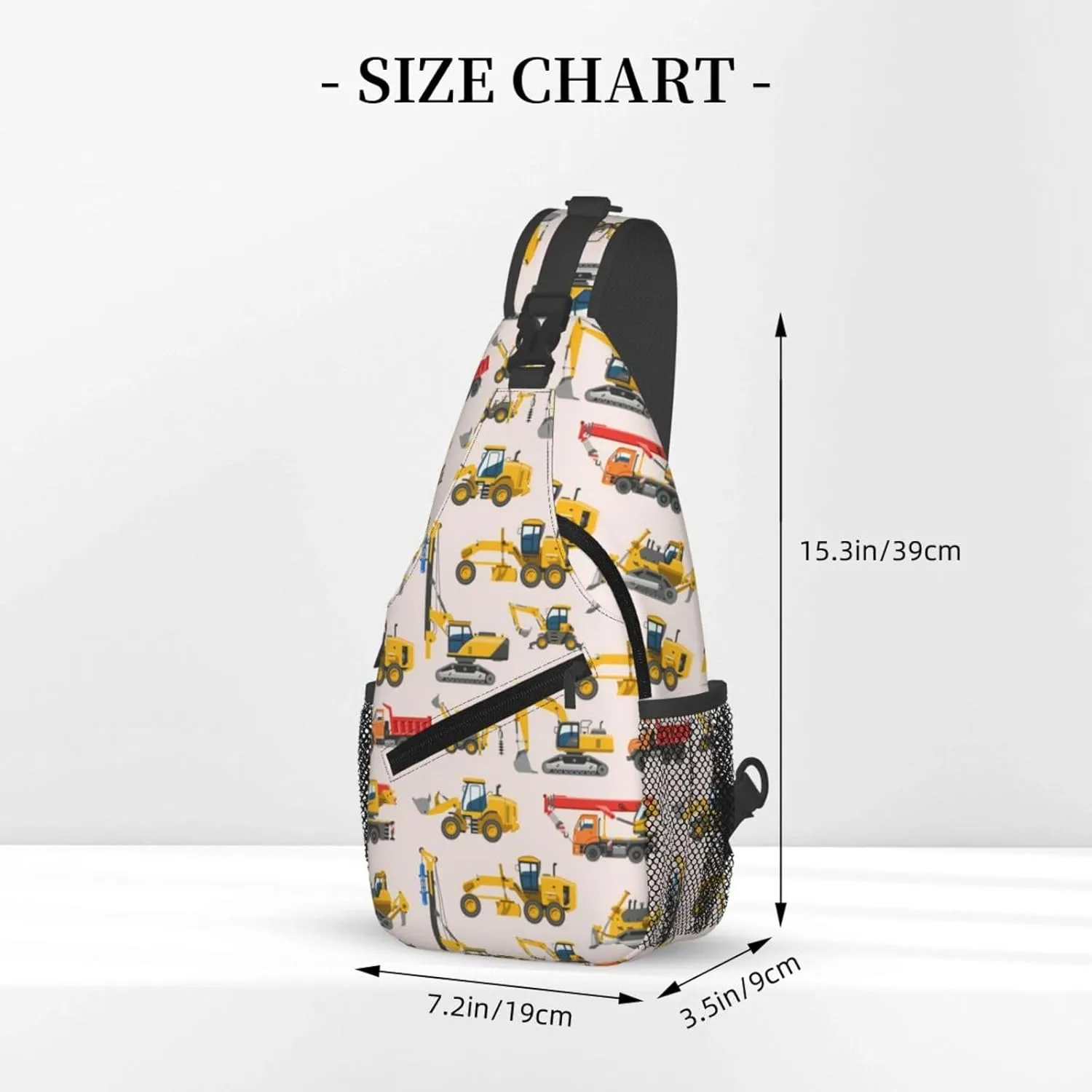 Cartoon Machinery Excavator Crossbody Bags Cross Men Chest Bag Adjustable Sling Backpack Shoulder Bag For Women Cycling Travel Sport Hiking