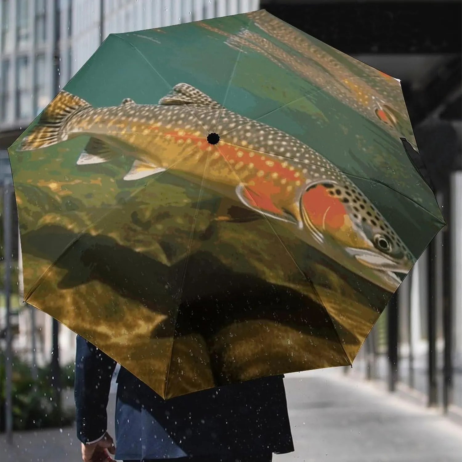 Cartoon Monkey Holding Fruit Umbrellas for Rain Portable Travel Umbrellas Lightweight Automatic Windproof Folding Umbrella Compact Outdoor Beach Umbrella for Women, Men