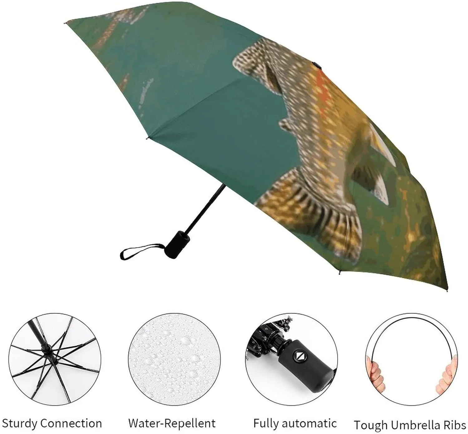 Cartoon Monkey Holding Fruit Umbrellas for Rain Portable Travel Umbrellas Lightweight Automatic Windproof Folding Umbrella Compact Outdoor Beach Umbrella for Women, Men