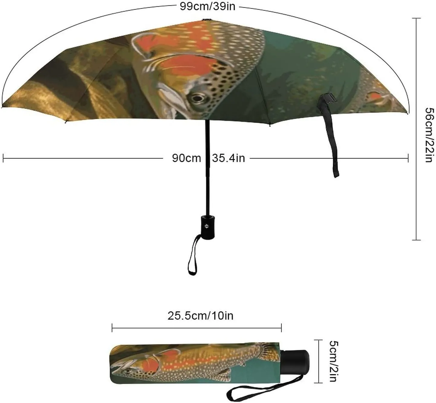 Cartoon Monkey Holding Fruit Umbrellas for Rain Portable Travel Umbrellas Lightweight Automatic Windproof Folding Umbrella Compact Outdoor Beach Umbrella for Women, Men