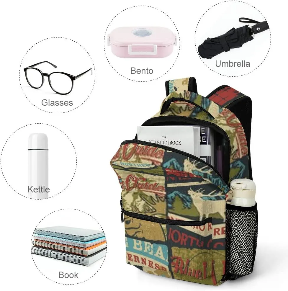 Casual Daypacks Backpacks Laptop Backpack Adventure Sign Symbol Colorful Work Bussiness School Students Bookbag Travel Hiking Gym Bags Waterproof Lightweight Women Men