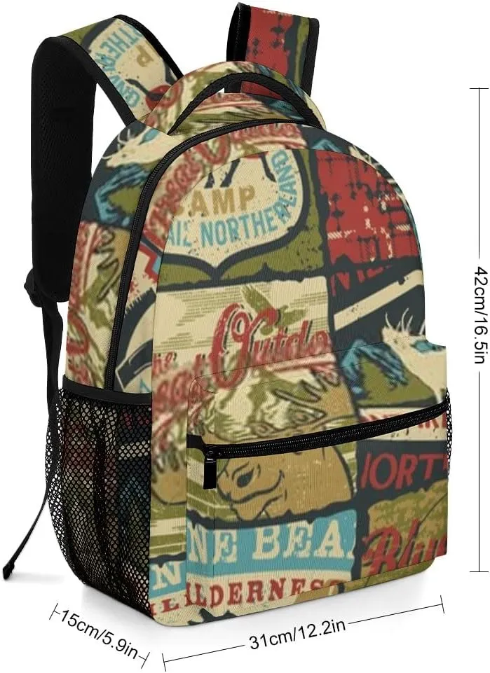 Casual Daypacks Backpacks Laptop Backpack Adventure Sign Symbol Colorful Work Bussiness School Students Bookbag Travel Hiking Gym Bags Waterproof Lightweight Women Men