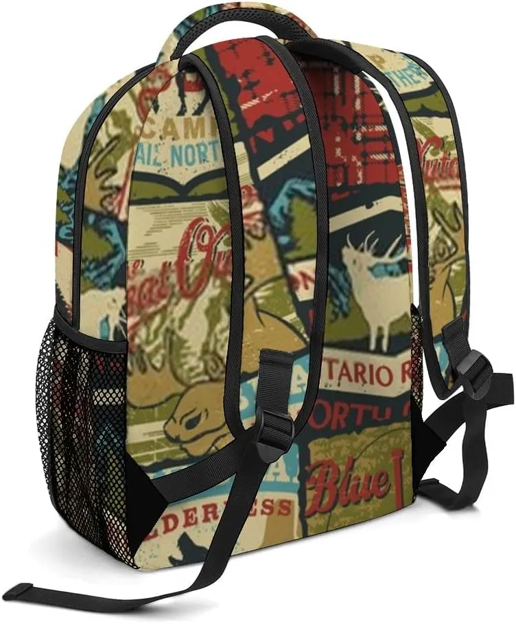 Casual Daypacks Backpacks Laptop Backpack Adventure Sign Symbol Colorful Work Bussiness School Students Bookbag Travel Hiking Gym Bags Waterproof Lightweight Women Men