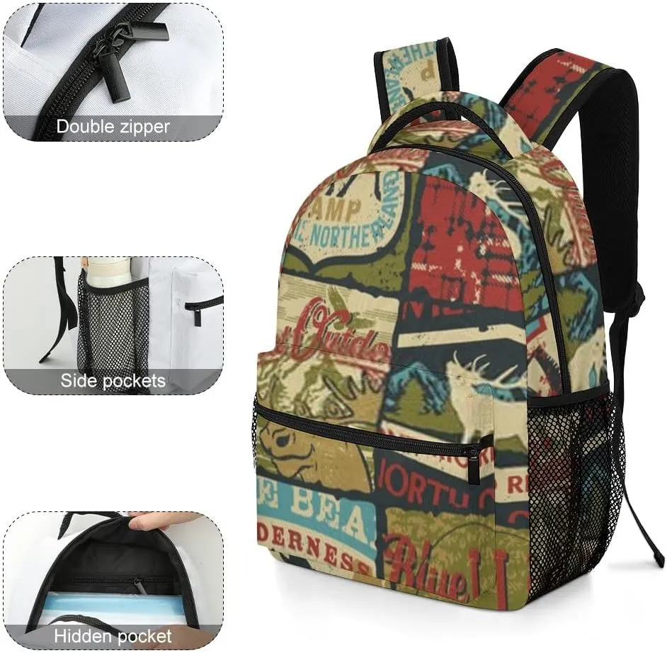 Casual Daypacks Backpacks Laptop Backpack Adventure Sign Symbol Colorful Work Bussiness School Students Bookbag Travel Hiking Gym Bags Waterproof Lightweight Women Men