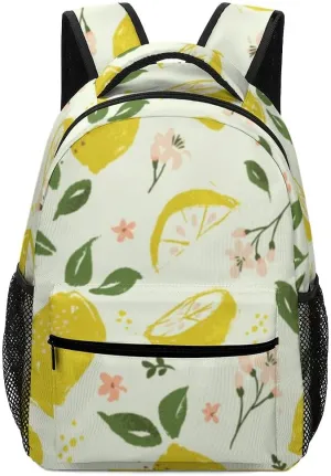 Casual Daypacks Backpacks Laptop Backpack Bright Summer Lemon Fruit Flowers Leaves Blossoms Work Bussiness School Students Bookbag Travel Hiking Gym Bags Waterproof Lightweight Women Men 16.5x12x6 Inch