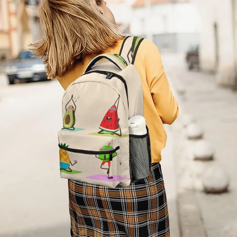Casual Daypacks Backpacks Laptop Backpack Cute Fruit Vegetables Yoga Poses Exercises Funny Work Bussiness School Students Bookbag Travel Hiking Gym Bags Waterproof Lightweight Women Men 16.5x12x6 Inch