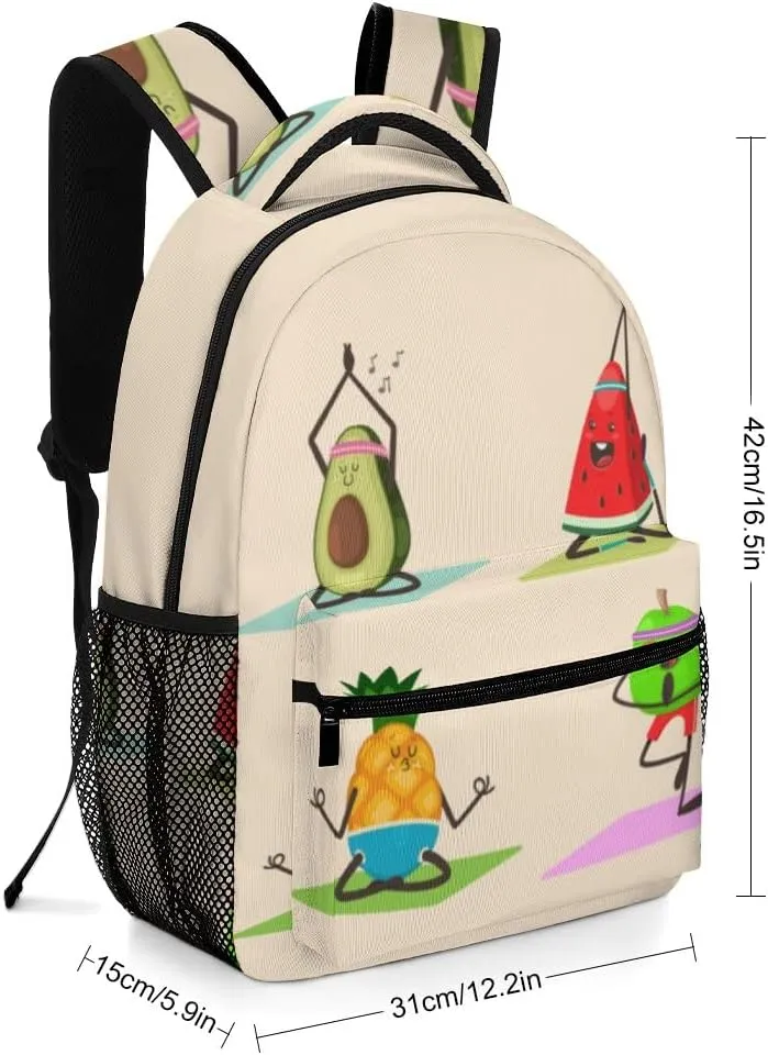 Casual Daypacks Backpacks Laptop Backpack Cute Fruit Vegetables Yoga Poses Exercises Funny Work Bussiness School Students Bookbag Travel Hiking Gym Bags Waterproof Lightweight Women Men 16.5x12x6 Inch