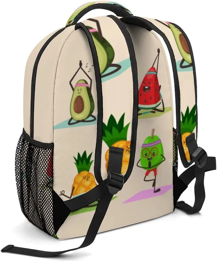 Casual Daypacks Backpacks Laptop Backpack Cute Fruit Vegetables Yoga Poses Exercises Funny Work Bussiness School Students Bookbag Travel Hiking Gym Bags Waterproof Lightweight Women Men 16.5x12x6 Inch