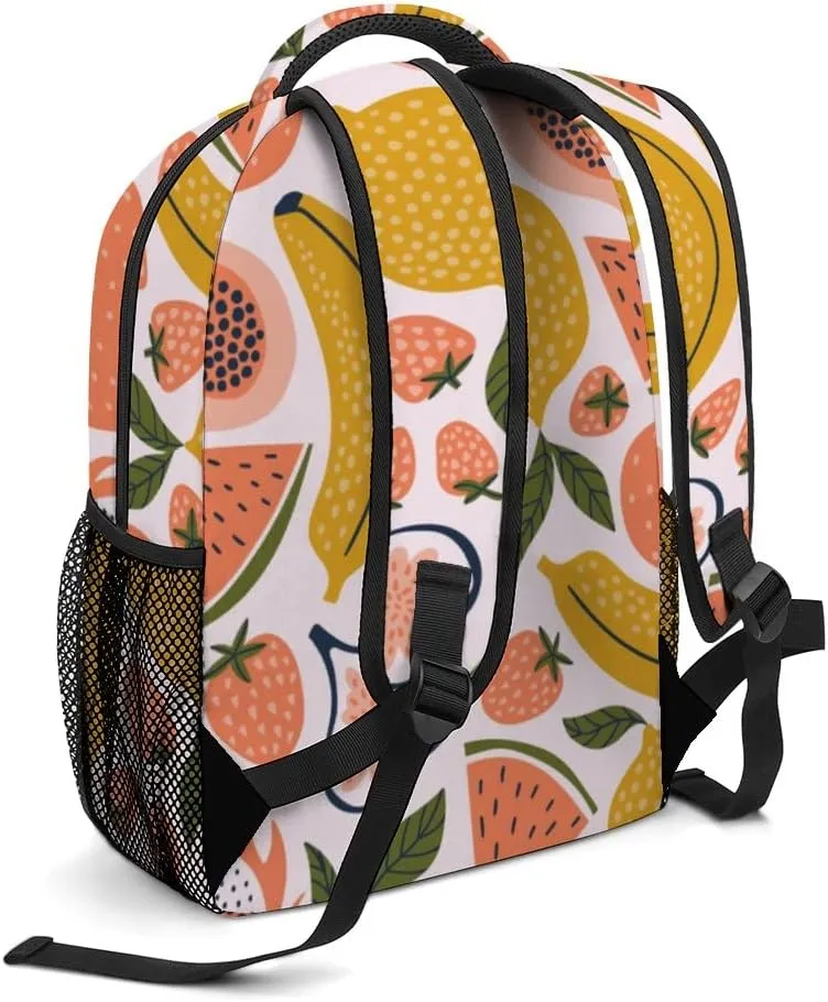 Casual Daypacks Backpacks Laptop Backpack Exotic Fruit Hand Drawn Style Colorful Summer Work Bussiness School Students Bookbag Travel Hiking Gym Bags Waterproof Lightweight Women Men 16.5x12x6 Inch