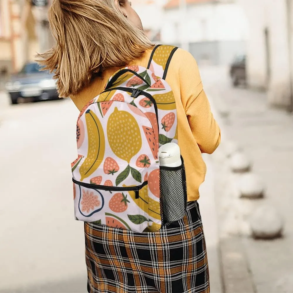 Casual Daypacks Backpacks Laptop Backpack Exotic Fruit Hand Drawn Style Colorful Summer Work Bussiness School Students Bookbag Travel Hiking Gym Bags Waterproof Lightweight Women Men 16.5x12x6 Inch