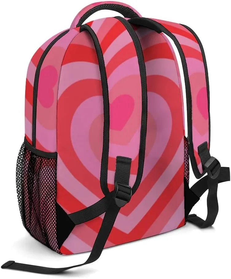 Casual Daypacks Backpacks Laptop Backpack Tunnel Concentric Hearts Romantic Cute Background Work Bussiness School Students Bookbag Travel Hiking Gym Bags Waterproof Lightweight Women Men 16.5x12x6 Inch